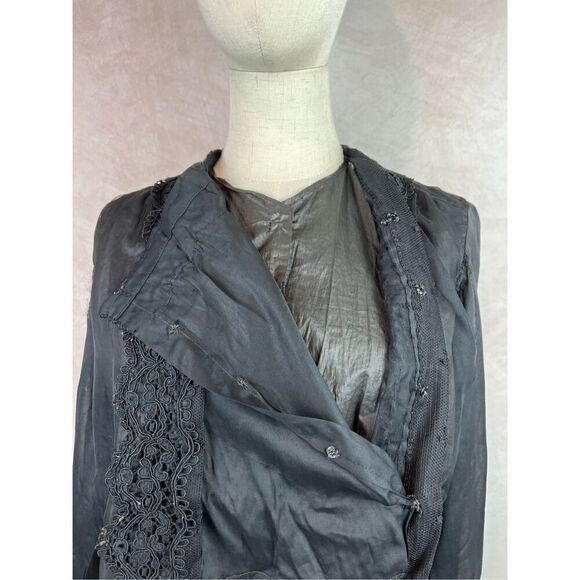 Antique 1900s Vintage Edwardian Style WW1 Era Black Lace Blouse - Picture 5 of 16